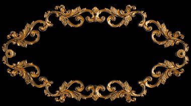 Siyah bir arka planda altın Patina ile siyah süsleme. Izole