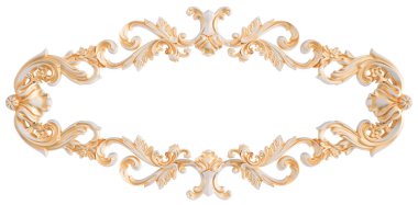 Beyaz bir arka planda altın Patina ile beyaz süsleme. Izole