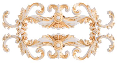 Beyaz bir arka planda altın Patina ile beyaz süsleme. Izole