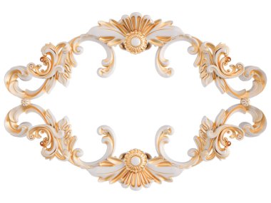 Beyaz bir arka planda altın Patina ile beyaz süsleme. Izole