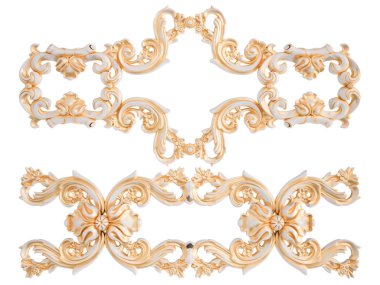 Beyaz bir arka planda altın Patina ile beyaz süsleme. Izole