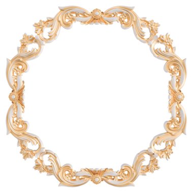 Beyaz bir arka planda altın Patina ile beyaz süsleme. Izole