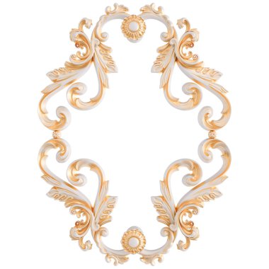 Beyaz bir arka planda altın Patina ile beyaz süsleme. Izole