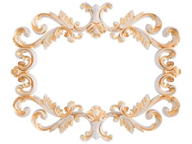 Beyaz bir arka planda altın Patina ile beyaz süsleme. Izole