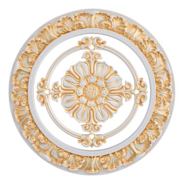 Beyaz bir arka planda altın Patina ile beyaz süsleme. Izole