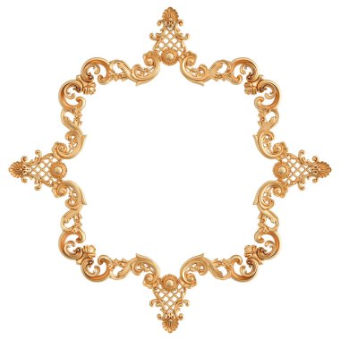 Beyaz arkaplandaki altın süslemeler kusursuz desen. Lüks oymacılık. İzole edilmiş