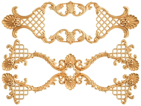 Золотые декоративные сегменты плавно узор на белом фоне. роскошные украшения для резьбы. Isolated — стоковое фото
