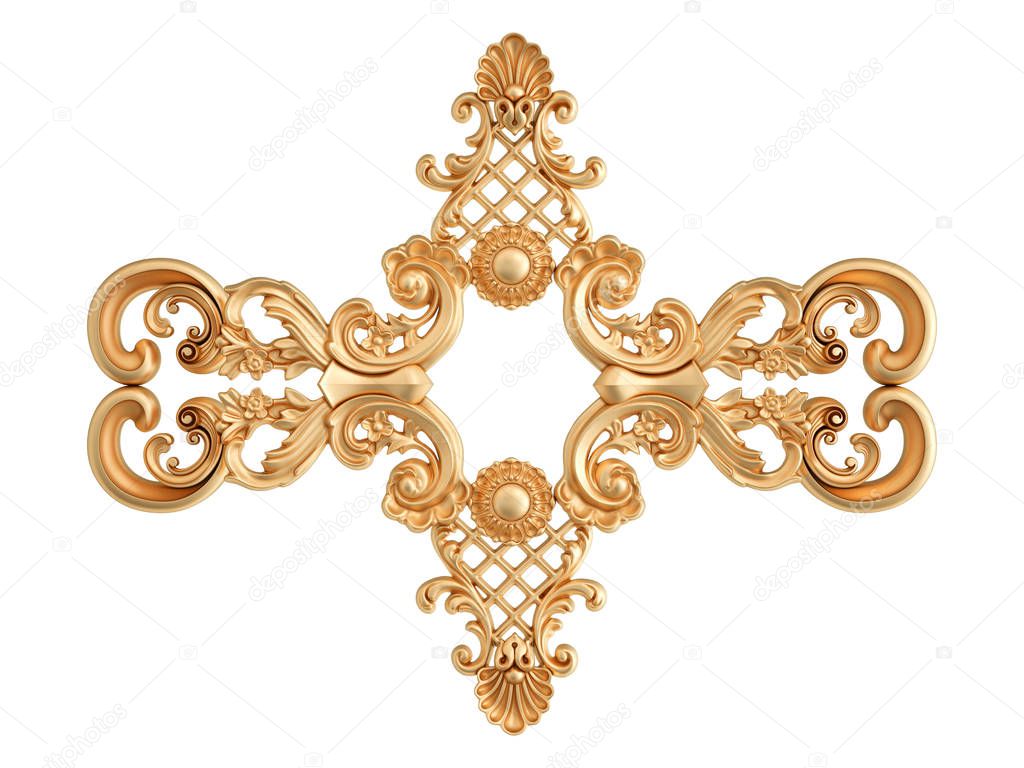 Golden ornamental segments seamless pattern on a white background. luxury carving decoration. Isolated