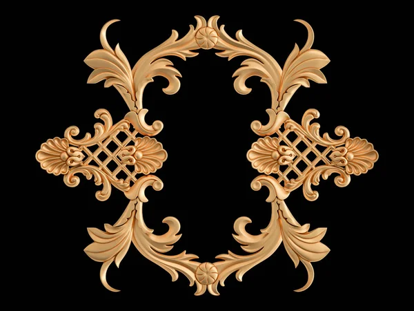 Segmentos ornamentais dourados padrão sem costura em um fundo preto. decoração de escultura de luxo. Isolados — Fotografia de Stock