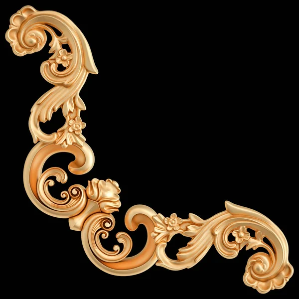 Golden ornamental segments seamless pattern on a black background. luxury carving decoration. Isolated — Stock Photo, Image