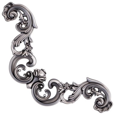 Beyaz arka planda Crome süsleme segmentleri kusursuz desen. Lüks oymacılık. İzole edilmiş