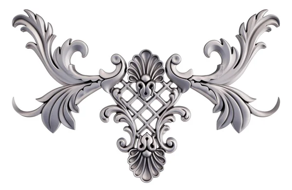 Crome segmentos ornamentales patrón sin costura sobre un fondo blanco. decoración de talla de lujo. Aislado — Foto de Stock