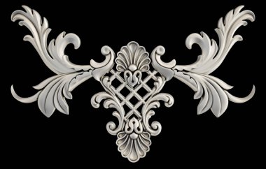 Siyah bir arka plan üzerinde krom süsleme. İzole