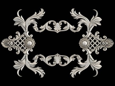 Siyah bir arka plan üzerinde krom süsleme. İzole