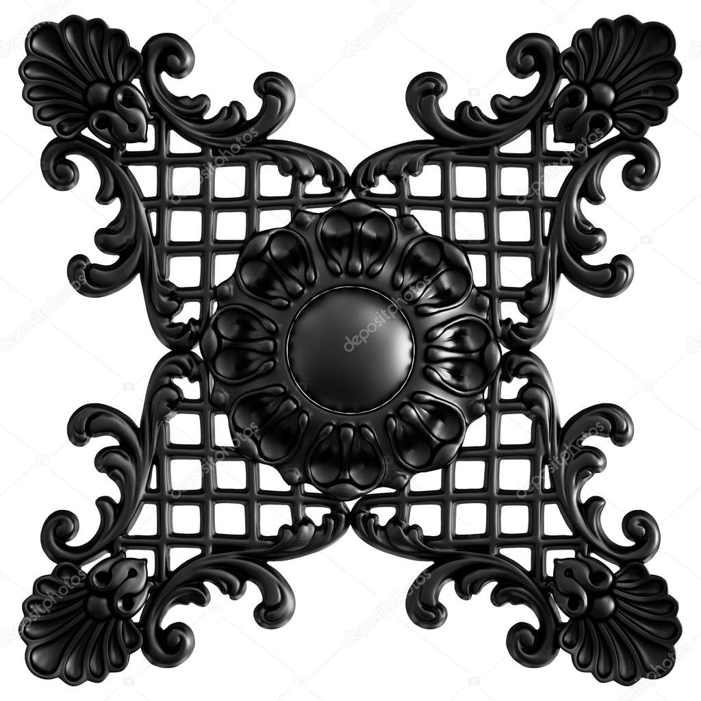 Collection black ornament on a white background. Isolated