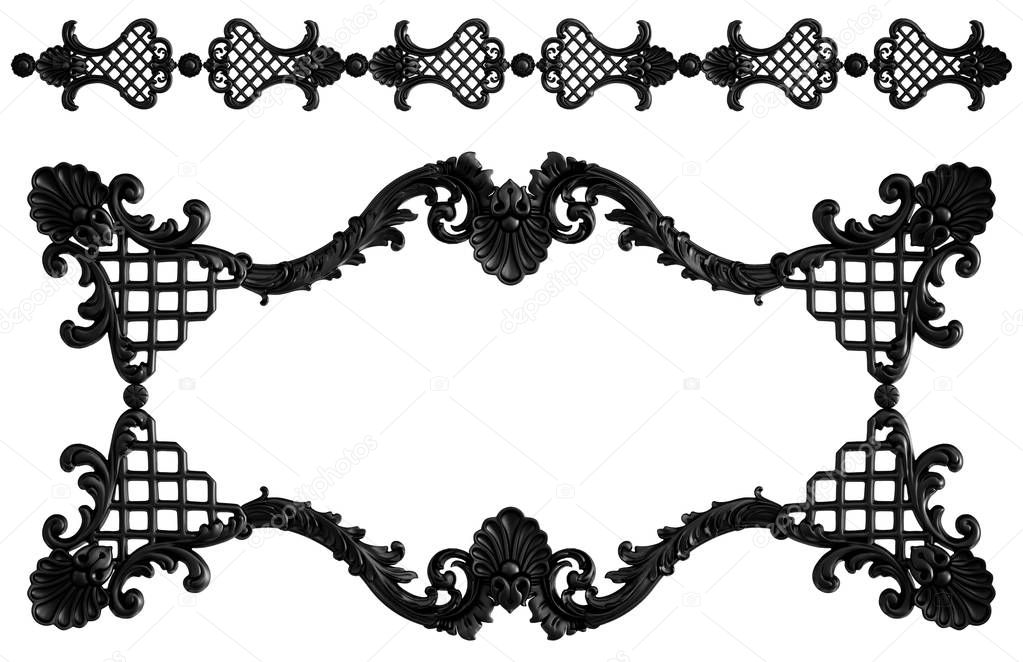 Collection black ornament on a white background. Isolated