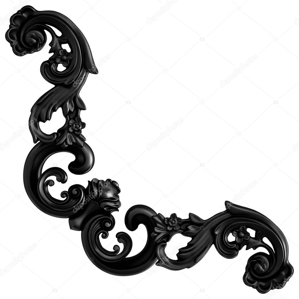 Collection black ornament on a white background. Isolated