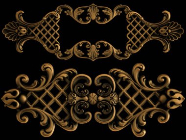 Siyah bir arka planda bronz koleksiyon süsü. İzole edilmiş