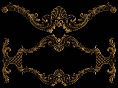 Siyah bir arka planda bronz koleksiyon süsü. İzole edilmiş