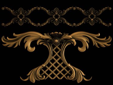 Siyah bir arka planda bronz koleksiyon süsü. İzole edilmiş