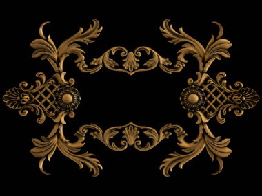 Siyah bir arka planda bronz koleksiyon süsü. İzole edilmiş