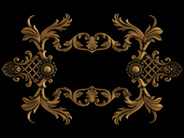 Collection bronze ornament on a black background. Isolated — Stock Photo, Image