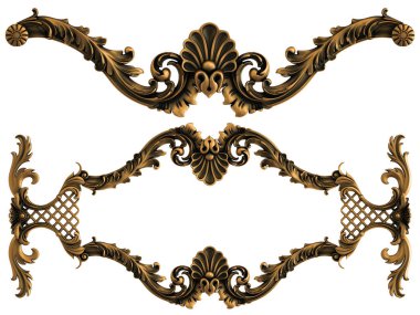 Siyah bir arka planda bronz koleksiyon süsü. Beyaz arka planda izole bir süs. İzole edilmiş