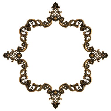 Siyah bir arka planda bronz koleksiyon süsü. Beyaz arka planda izole bir süs. İzole edilmiş