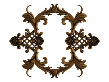 Siyah bir arka planda bronz koleksiyon süsü. Beyaz arka planda izole bir süs. İzole edilmiş