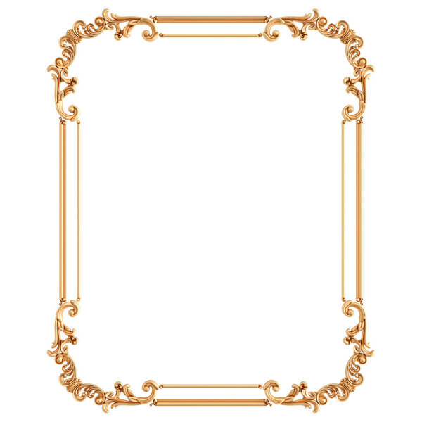 Golden frame ornamental segments seamless pattern on a white background. luxury carving decoration. Isolated