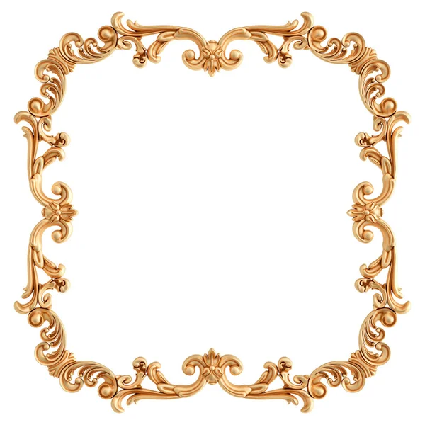 Golden frame ornamental segmentos sem costura padrão em um fundo branco. decoração de escultura de luxo. Isolados — Fotografia de Stock