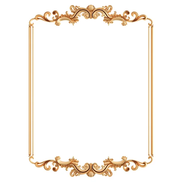 Goldener Rahmen ornamentale Segmente nahtlose Muster auf weißem Hintergrund. Luxus-Schnitzdekoration. isoliert — Stockfoto