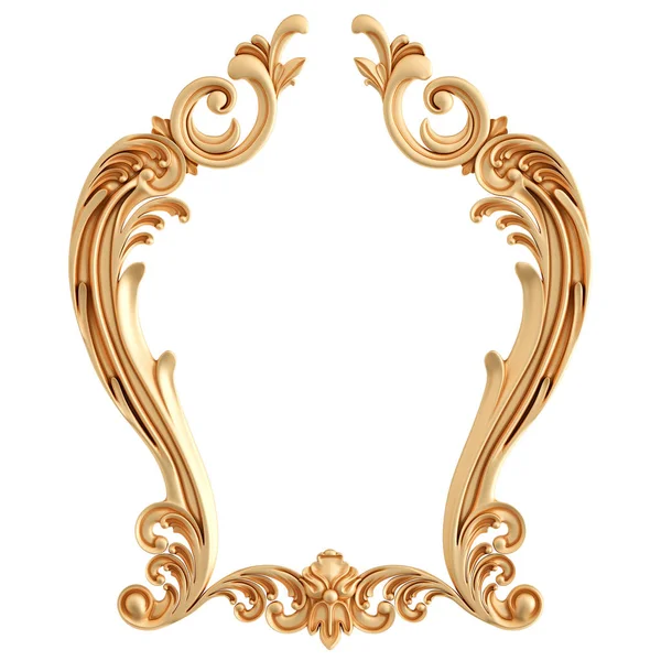 Goldener Rahmen ornamentale Segmente nahtlose Muster auf weißem Hintergrund. Luxus-Schnitzdekoration. isoliert — Stockfoto