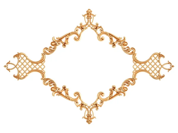 Golden frame ornamental segmentos sem costura padrão em um fundo branco. decoração de escultura de luxo. Isolados — Fotografia de Stock