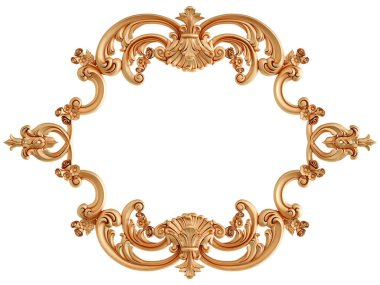 Beyaz arkaplandaki altın süslemeler kusursuz desen. Lüks oymacılık. İzole edilmiş. 3d illüstrasyon