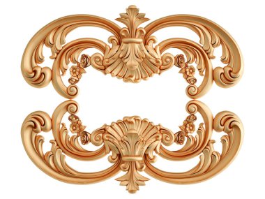 Beyaz arkaplandaki altın süslemeler kusursuz desen. Lüks oymacılık. İzole edilmiş. 3d illüstrasyon