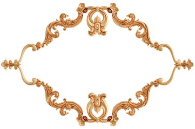 Beyaz arkaplandaki altın süslemeler kusursuz desen. Lüks oymacılık. İzole edilmiş. 3d illüstrasyon