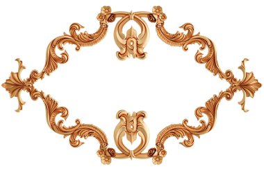 Beyaz arkaplandaki altın süslemeler kusursuz desen. Lüks oymacılık. İzole edilmiş. 3d illüstrasyon