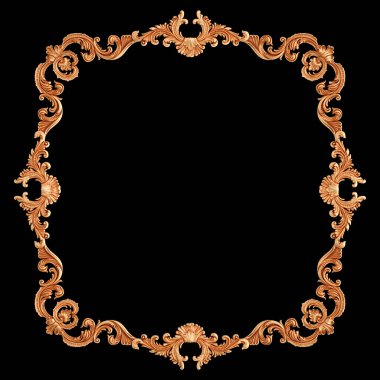 Altın süslemeler, siyah arka planda kusursuz desenler. Lüks oymacılık. İzole edilmiş. 3d illüstrasyon