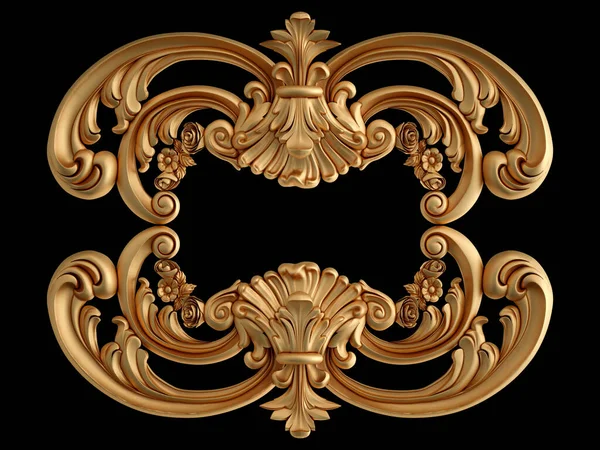 Golden Ornament Segments Seamless Pattern Black Background Luxury Carving Decoration — ストック写真