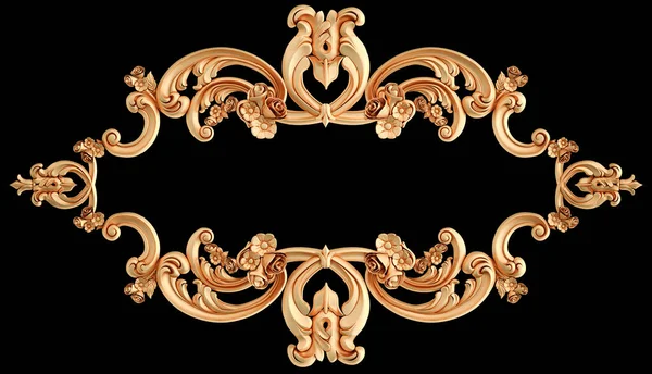Golden Ornament Segments Seamless Pattern Black Background Luxury Carving Decoration — Stock Photo, Image