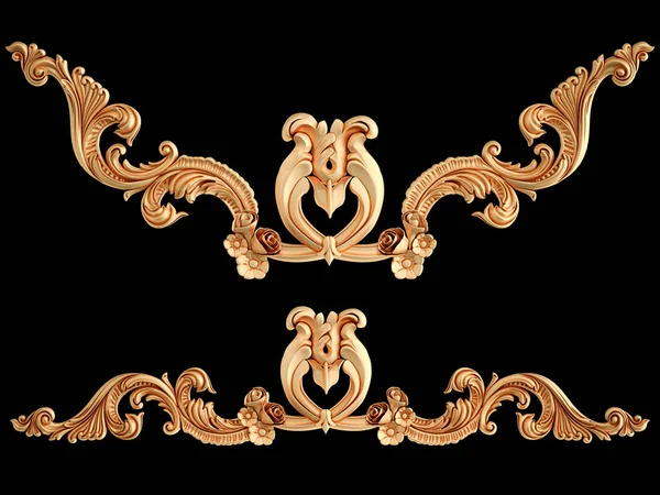 Gouden Ornament Segmenten Naadloos Patroon Een Zwarte Achtergrond Luxe Snijwerk — Stockfoto