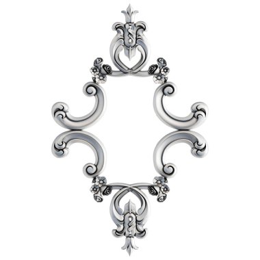 Beyaz arka planda Crome süsleme segmentleri kusursuz desen. Lüks oymacılık. İzole edilmiş. 3d illüstrasyon