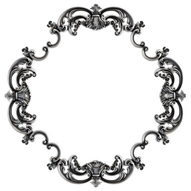 Beyaz arka planda Crome süsleme segmentleri kusursuz desen. Lüks oymacılık. İzole edilmiş. 3d illüstrasyon