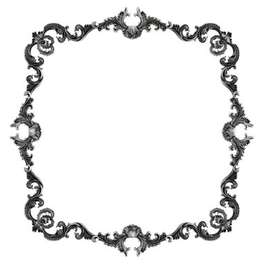 Beyaz arka planda Crome süsleme segmentleri kusursuz desen. Lüks oymacılık. İzole edilmiş. 3d illüstrasyon