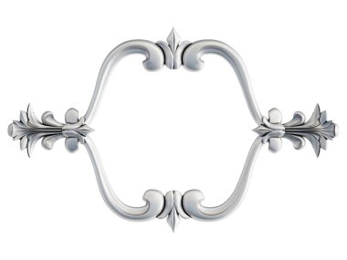 Beyaz arka planda Crome süsleme segmentleri kusursuz desen. Lüks oymacılık. İzole edilmiş. 3d illüstrasyon