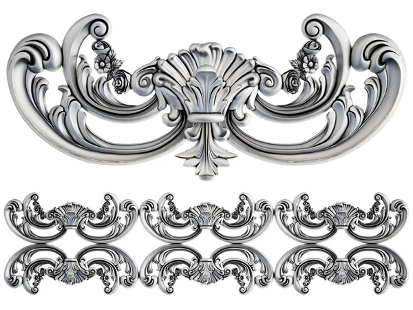 Crome Ornamental Segments Seamless Pattern White Background Luxury Carving Decoration — Stock Photo, Image