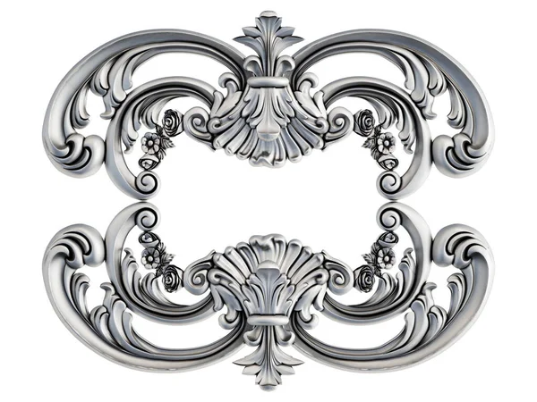 Crome Ornamental Segments Seamless Pattern White Background Luxury Carving Decoration — ストック写真