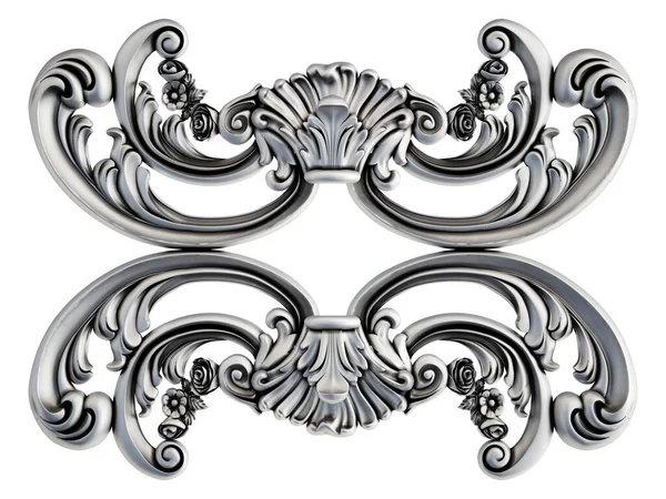 Crome Ornamentální Segmenty Bezešvé Vzor Bílém Pozadí Luxusní Řezbářská Výzdoba — Stock fotografie