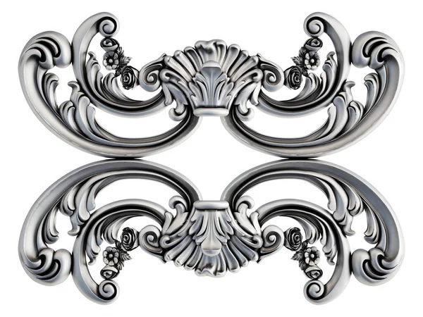 Crome Ornamental Segments Seamless Pattern White Background Luxury Carving Decoration — ストック写真